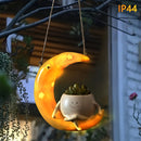 Maceta colgante solar de resina con agujero de drenaje, 1 unidad, ideal para jardín, patio o pasillo, regalo perfecto para Halloween, Navidad y San Valentín