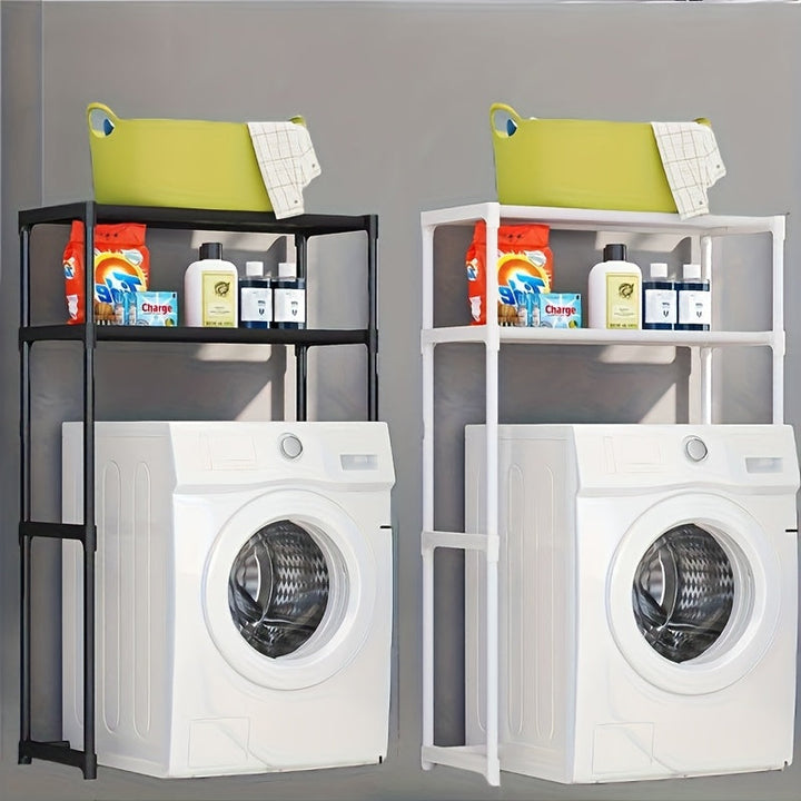 Estantería Impermeable de 2 Niveles para Lavadora y Baño - Estante Duradero de Plástico sin Herramientas, Organizador de Lavandería con Diseño de Pie, Rejilla Abierta, Estantería Superior sobre la Lavadora, Ahorro de Espacio