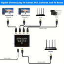 Divisor de red Gigabit Ethernet de 1 a 4, concentrador de red de 1000 Mbps con cable de alimentación USB, conector RJ45, acabado mate, compatible universalmente con cables Ethernet Cat5/5e/6/7/8, hub de distribución de red para múltiples dispositivos sin
