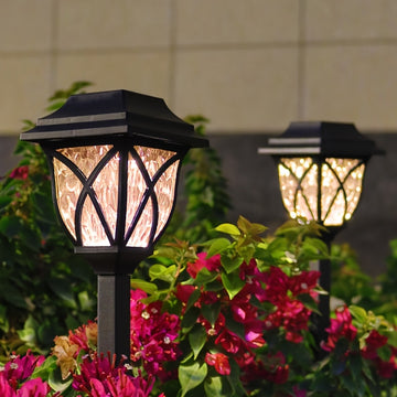 6 luces solares para jardín, exteriores y césped, estilo retro con cuadrícula, proyección de luz cálida/blanca, ideales para caminos, patios, jardines, entradas y regalos navideños