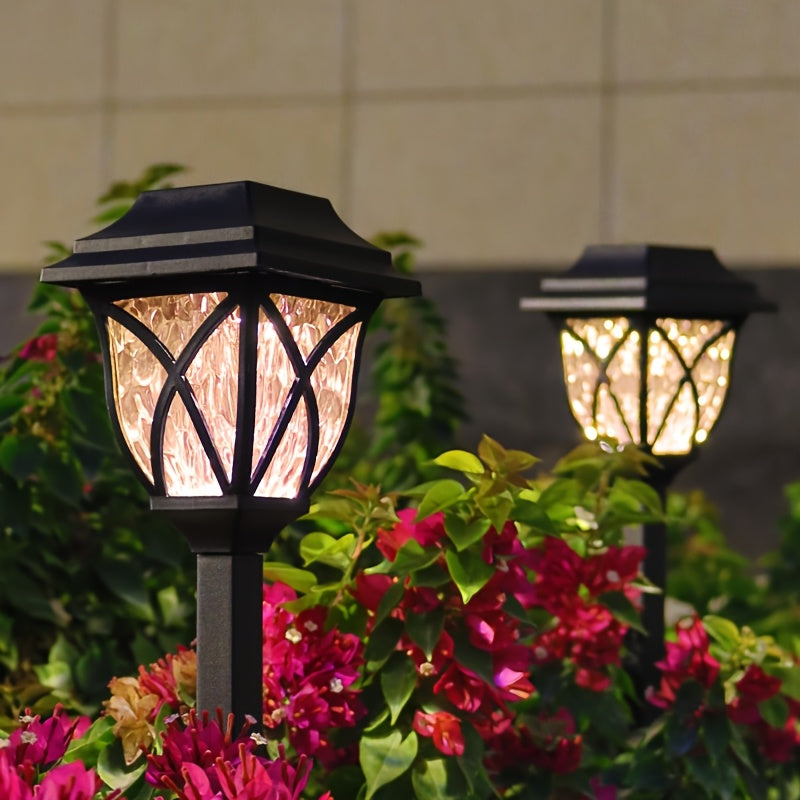 6 luces solares para jardín, exteriores y césped, estilo retro con cuadrícula, proyección de luz cálida/blanca, ideales para caminos, patios, jardines, entradas y regalos navideños