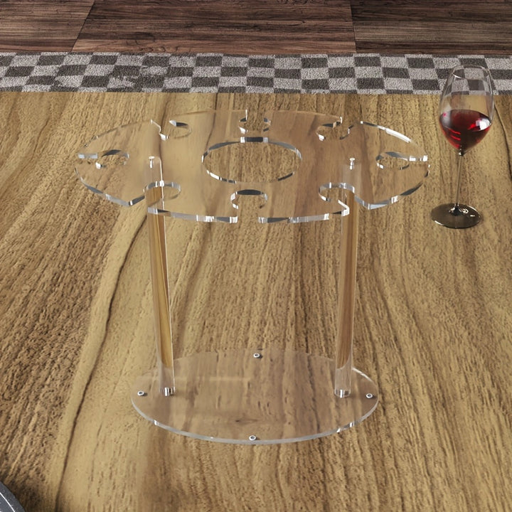 Elegante Soporte para Copas de Vino de Acrílico - Diseño de Vientre de Caballo, Acabado Antiguo, Estante Independiente para Copas con 6 Ganchos para Decoración de Hogar y Bar
