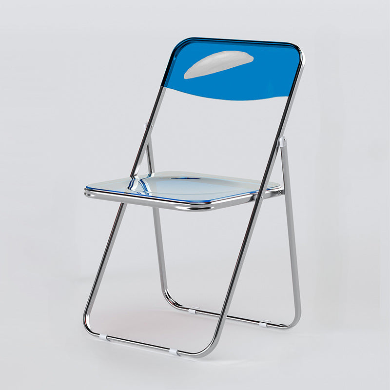 Silla Plegable de Acrílico y Metal con Diseño de Espalda Cruzada - Estilo Moderno Minimalista Transparente y Naranja, Ligera y Duradera para Comedor en Casa, Tiendas Minoristas, Cafeterías - Fácil de Limpiar
