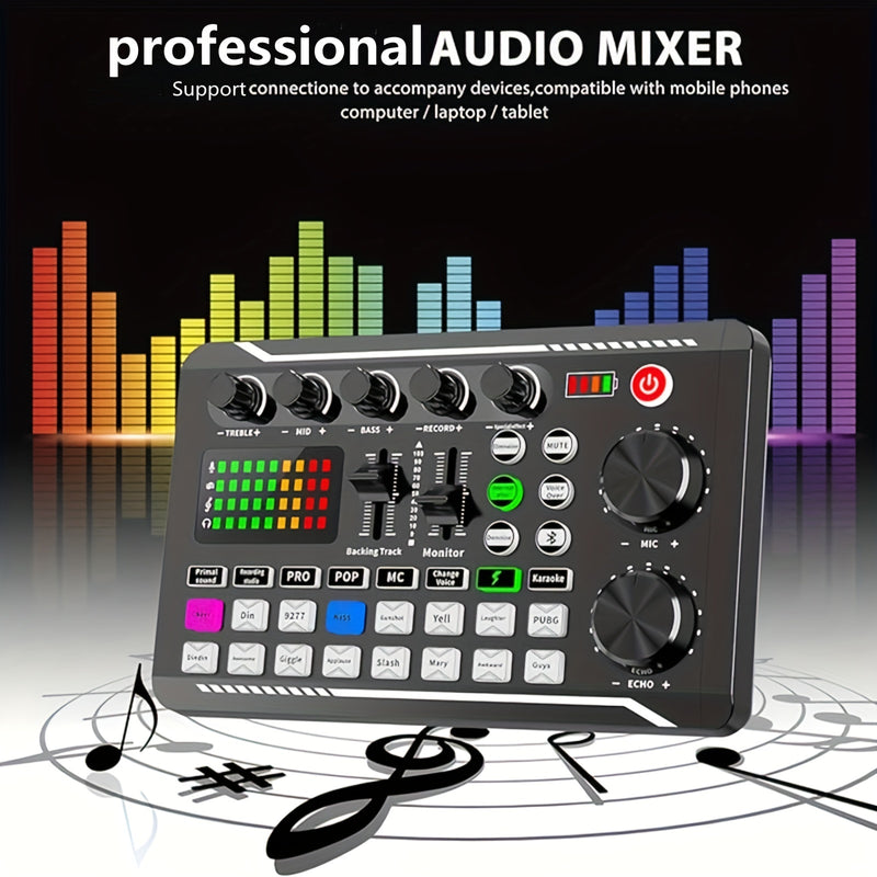 ROMOSON Mezclador de Audio Profesional, Carga USB, Estudio de Podcast Todo en Uno con Efectos de DJ y Cambiador de Voz, Compatible con PC/Smartphone para Transmisión, Juegos, Batería de Litio ≤36V