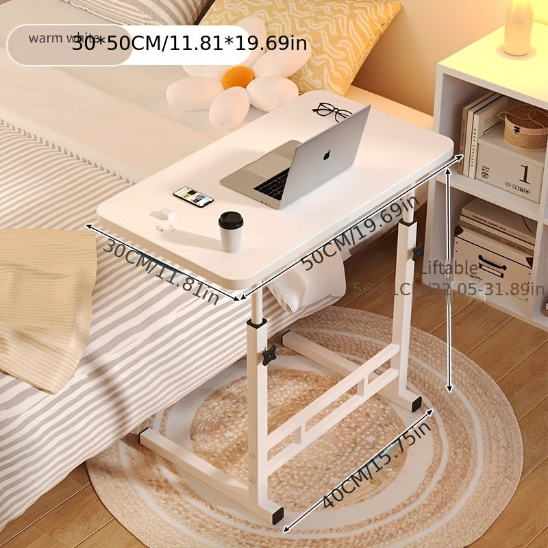 Una mesa pequeña y móvil sencilla que se puede usar como mesa lateral para un sofá o cama, adecuada para dormitorios, uso doméstico, escritorios de estudio para estudiantes, fácil de levantar y perfecta para residencias o trabajo de computadora relajado.