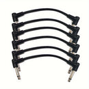 6 cables para efectos de guitarra, negros, conector curvo de 6.35 mm, para guitarra eléctrica o bajo, cable blindado para reducción de ruido, 18 cm