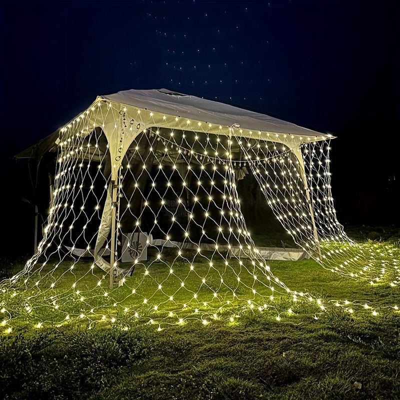298.7cm*201.17cm 192LED Red de luces LED alimentada por energía solar, luces de malla solar, luces de red para arbustos, 8 modos, eficiente en energía para jardín, patio, pared, boda, Navidad, Halloween y decoración al aire libre, decoración festiva