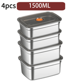 4 loncheras de acero inoxidable con tapa, recipientes herméticos para alimentos, multifuncionales, aptos para lavavajillas, tapa flip top, reutilizables, loncheras rectangulares para preparar comidas, gimnasio, estudio o picnic