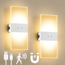 2 Luces de Pared Cálidas/Frías con Sensor de Movimiento, Instalación Magnética Sin Taladro, Carga USB para Dormitorio, Sala de Estar, Pasillo y Escaleras