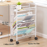 Estantería Metálica Multifuncional con Ruedas - Organizador de Libros y Documentos, Diseño Moderno en Blanco, Ideal para Oficina, Estudio y Hogar, Fácil Movilidad y Ajuste, Solución Perfecta para Muebles de Oficina