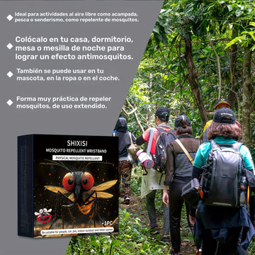 Muñequera Repelente de Mosquitos Electrónica Negra – Ajuste Cómodo, Disuasivo Físico para Insectos, No Tóxico, Diseño Unisex para Pesca y Actividades al Aire Libre, Incluye 2 Pilas Botón, Pulsera Unisex | Brazalete Elegante | Moderno y Portátil