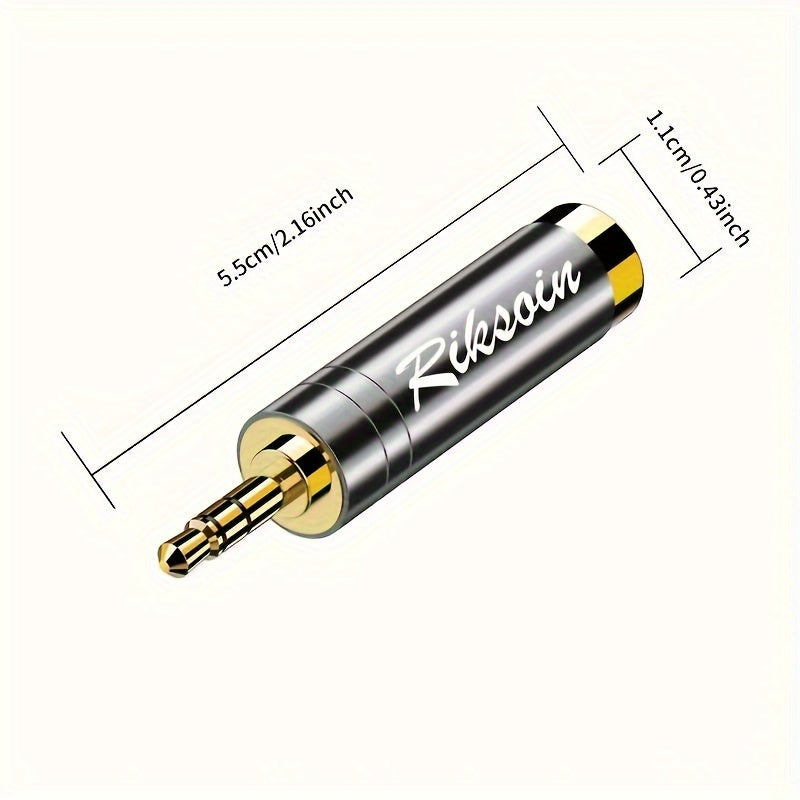 Adaptador de 3,5 mm a 6,5 mm de Riksoin, enchufe chapado en oro, reducción de ruido, accesorio musical universal para guitarra, piano digital, micrófono, altavoces, amplificador, aleación, gris, sin alimentación.