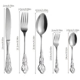 Juego de cubiertos de acero inoxidable con diseño retro grabado, 5/30 piezas, pulido espejo de alta gama, apto para lavavajillas, ideal para bodas, Navidad, San Valentín y regalos