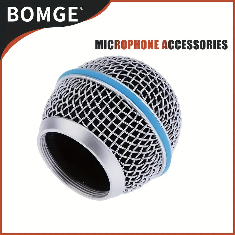 Cabeza de reemplazo de malla metálica para SM58/BETA58/BETA87 de BOMGE - Ventilación de micrófono de mano de hierro duradera para Shure BLX4/PGX4/QLXD4/SLX4/ULXD4, no necesita batería, equipo de audio profesional, acabado metálico elegante, construcción