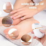 Lijadora eléctrica FEIYBA con 2 cabezales de lijado - Cargador USB, removida y luz muerta beige, diseño ergonómico para uso doméstico, herramienta de belleza para pies viajera para adultos y familia, removida de pies, rutina de cuidado de la piel, diseño