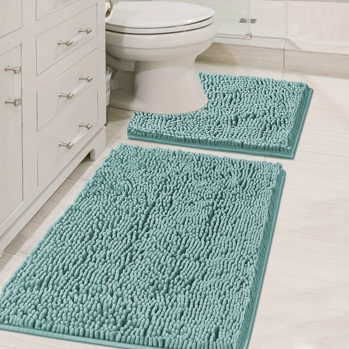 Alfombrilla De Baño De Chenilla De 2 Piezas, Alfombra De Baño En Forma De U Y Rectangular, Alfombra De Felpa Suave Y Peluda Para Baño, Alfombrilla De Inodoro Antideslizante Y Absorbente De Agua, Decoración De Baño