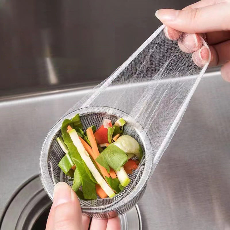 100 bolsas de malla para filtro de fregadero de cocina desechables para recoger restos de comida - Plástico duradero, fácil de usar para un eficiente desecho de residuos, ideal para verduras y frutas, desecho de residuos de cocina | Bolsas de plástico du