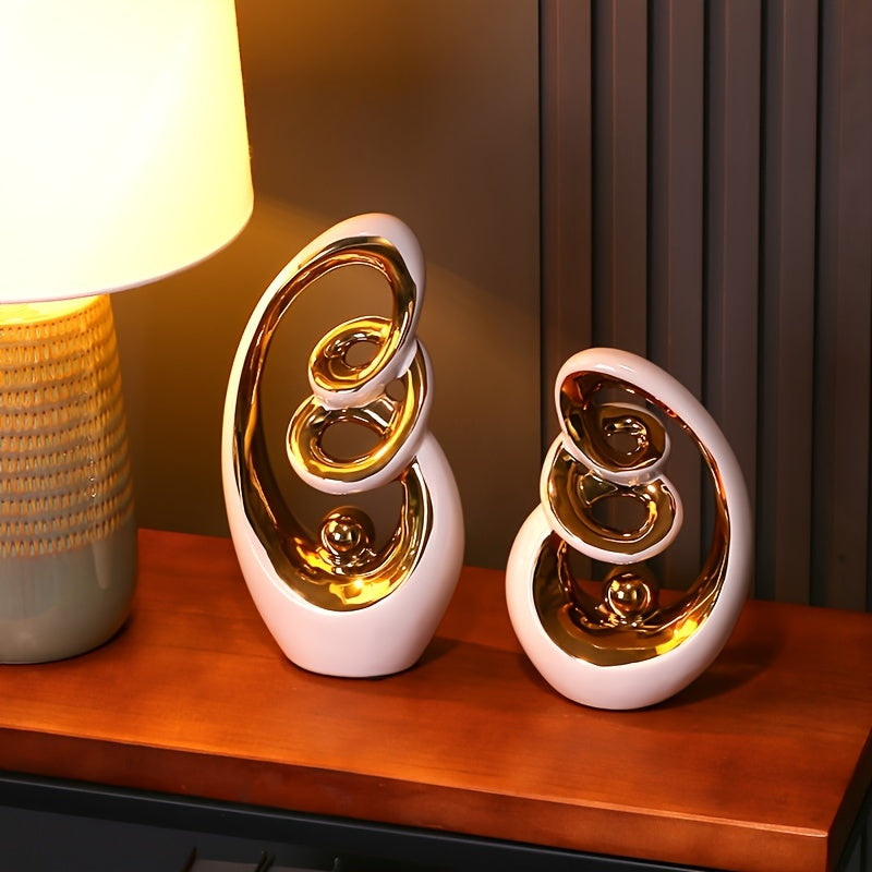 2 piezas de juego de jarrones decorativos de cerámica estilo glam, decoración abstracta escultórica de mesa para sala de estar, centro de mesa de oficina, decoración navideña para el hogar.