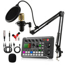 Set profesional de mezcladora de audio F998, estudio de podcast integrado, incluye micrófono condensador de alta calidad con soporte, alimentación dual USB/batería, compatible con PC, laptop y smartphone para grabación de juegos, transmisión en vivo y ex