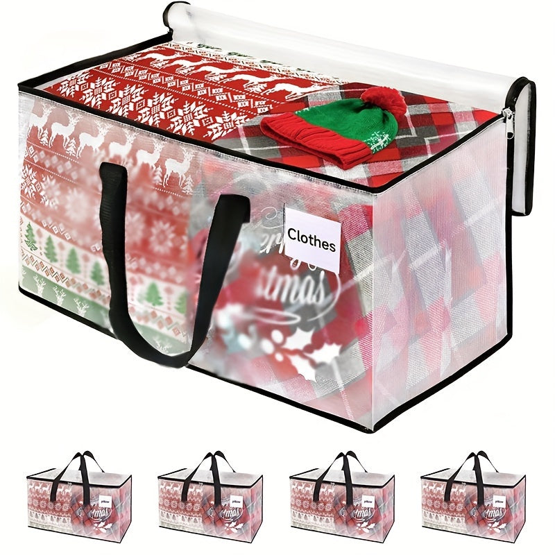 Bolsa de ropa plegable transparente con asas reforzadas y cremallera duradera, perfecta para almacenar ropa, edredones, mantas y ropa de cama
