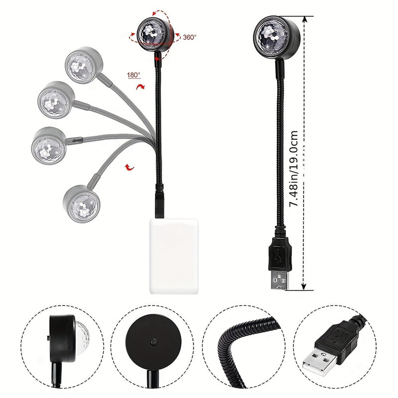 luz LED de proyección con efecto de escenario mágico, ritmo musical USB, Lámpara para fiesta, discoteca, escenario, atmósfera romántica, coche, dormitorio y fiesta