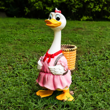 Maceta de Flores de Resina con Diseño de Pato de Dibujos Animados, Maceta Impermeable para Exteriores e Interiores, Decoración de Jardín y Balcón, Maceta Linda Adecuada para Suculentas con Agujeros de Drenaje, Regalo para Amantes de las Plantas