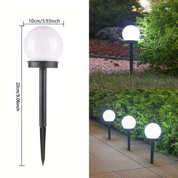 2 piezas de luces solares de bola, lámpara de suelo para exteriores, luces de bombilla redonda blanca, luces de tierra, luces de césped, luces de jardín al aire libre para paisajes