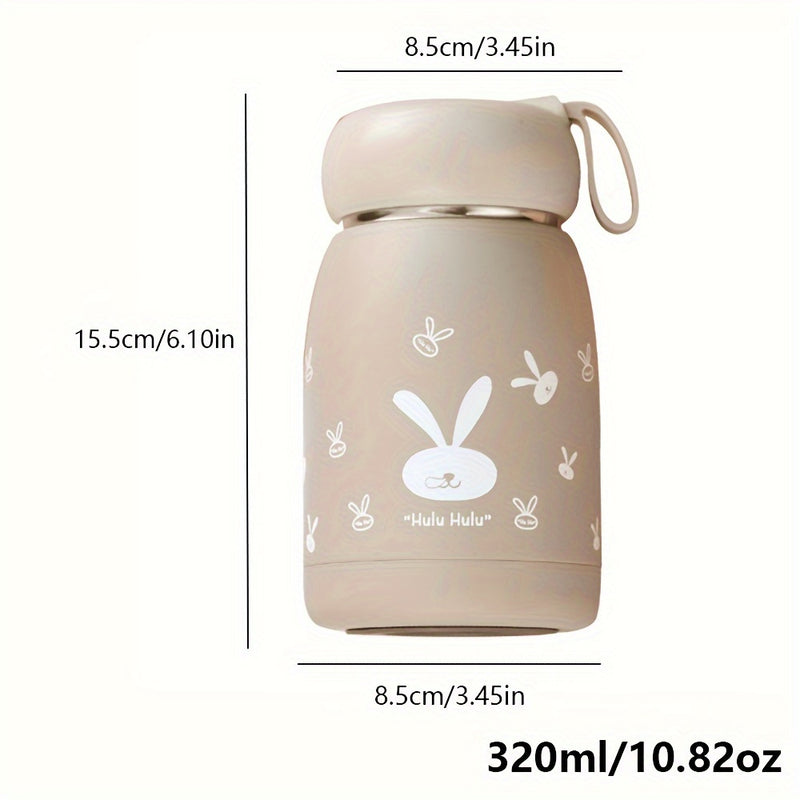1 unidad, Termo de conejo, 320 ml/10.82 oz, botella térmica aislante, tazas térmicas kawaii para viaje, para bebidas frías y calientes, accesorio para verano e invierno, regalo