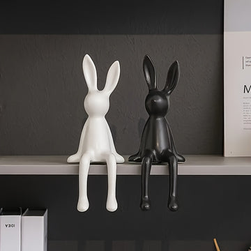 1 pieza de estatua de conejo lindo - Escultura de conejo sentado de resina, decoración de arte moderno para el hogar y la oficina, uso interior/exterior, no necesita electricidad, regalo perfecto para los amantes de los animales, accesorios de conejo