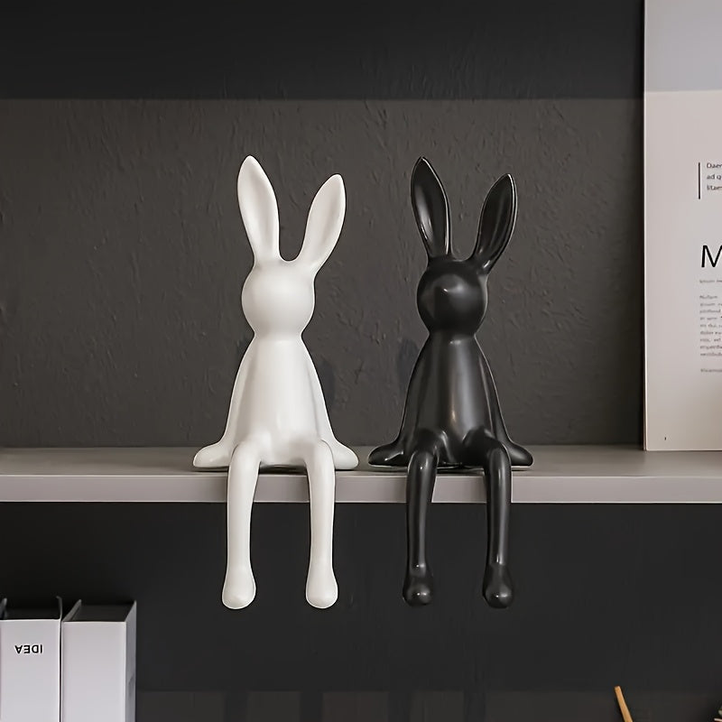 1 pieza de estatua de conejo lindo - Escultura de conejo sentado de resina, decoración de arte moderno para el hogar y la oficina, uso interior/exterior, no necesita electricidad, regalo perfecto para los amantes de los animales, accesorios de conejo