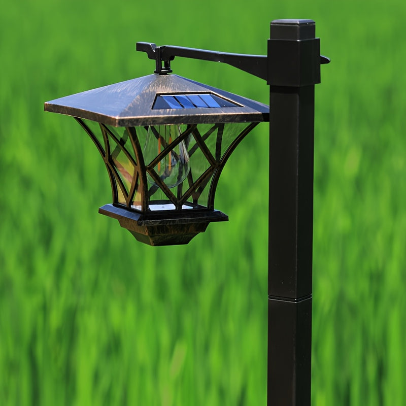 Lámparas solares para jardín de 1.7 m, negras, con paneles de vidrio transparente, plástico duradero y batería de níquel, ideales para césped, caminos y decoración de festivales, iluminación exterior | Luz exterior moderna | Plástico resistente
