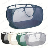 Cestas de ropa plegables duraderas, canasta de ropa de malla con bolsillo lateral, canasta de almacenamiento de ropa plegable con asas de transporte reforzadas para ropa, baño, habitación de niños, dormitorio o viajes