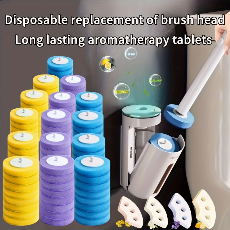 1 Juego de Accesorios para Cepillo de Inodoro Desechable, Eliminación Potente de Manchas + Fragancia Duradera, Cabezal de Cepillo de Baño Descartable, Suministros para el Cuarto de Baño