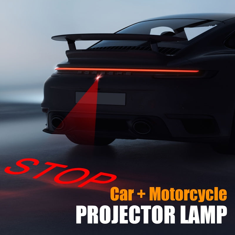 Luz de proyección LED de seguridad GCYS - Diseño de calavera STOP para autos y motocicletas, 12-24V con cableado duro, lámpara decorativa anticolisión con soporte ajustable, GCYS