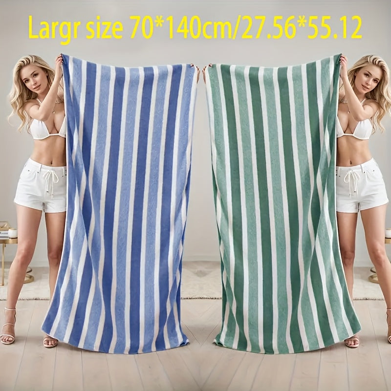 Juego de 2 Toallas de Baño Grandes y Suaves con Cuadros Deluxo, 70.0*140.0 cm, Rayas Anchas Autoadhesivas, Súper Absorbentes y de Secado Rápido, Adecuadas para Uso Diario, Toalla de Ducha, Productos Ideales para el Baño del Hogar