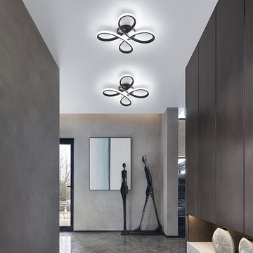 1 pieza de lámpara de techo moderna con mariposa negra/blanca - Brillo ajustable 3000K/4000K/6000K, acabado metálico mate con montaje semi-inclinado, iluminación decorativa ligera para sala de estar, dormitorio, pasillo, estudio, luces de techo para el h