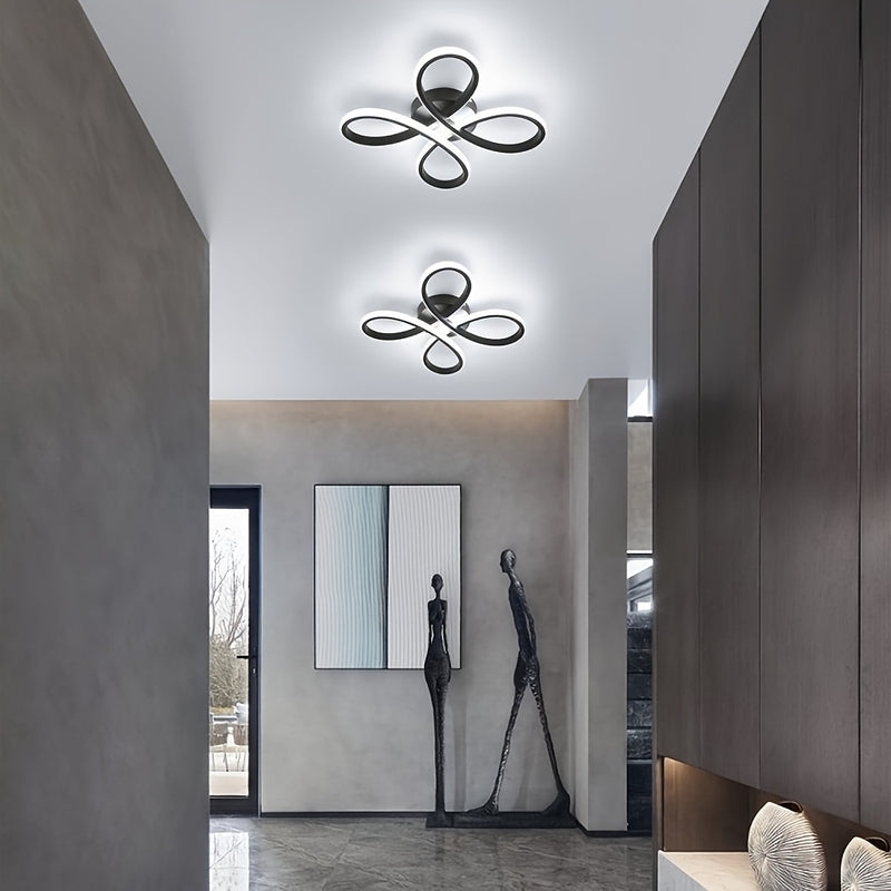 1 pieza de lámpara de techo moderna con mariposa negra/blanca - Brillo ajustable 3000K/4000K/6000K, acabado metálico mate con montaje semi-inclinado, iluminación decorativa ligera para sala de estar, dormitorio, pasillo, estudio, luces de techo para el h