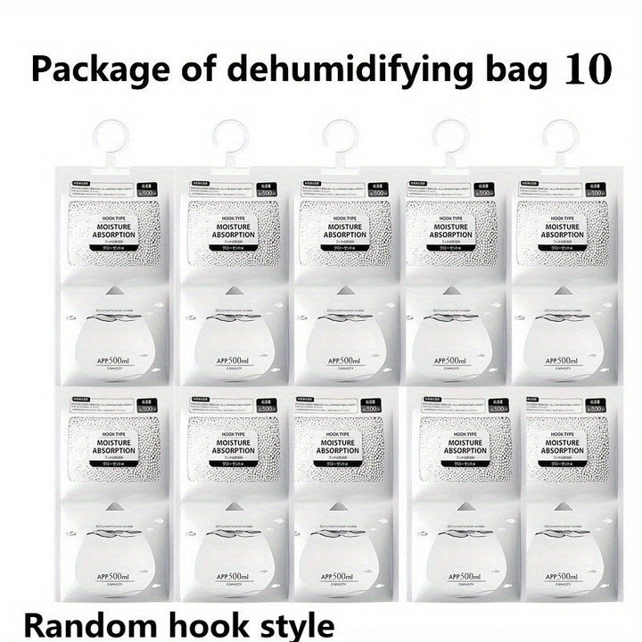 Paquete de 10/30 bolsas de absorción de humedad colgantes de lotus jade - 500ml, bolsas de secado sin olor para armarios, dormitorios, baños y cocinas, paquetes de control de humedad de plástico, no requieren electricidad, bolsas de secado de ropa, contr