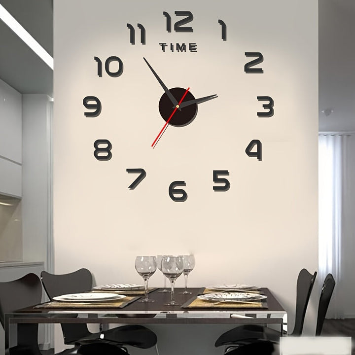 Reloj de pared silencioso minimalista moderno - Reloj artístico creativo de bricolaje redondo acrílico, estilo nórdico para sala de estar, funciona con pilas AA, corona plana sin tictac, 1 pila seca (pila no incluida)
