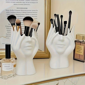 Porta Pinceles de Maquillaje Escultura Artística Única, Organizador de Escritorio para Brochas, Material Decorativo en Resina, Diseño Antideslizante y Ligero, Adecuado para 11 Festivales