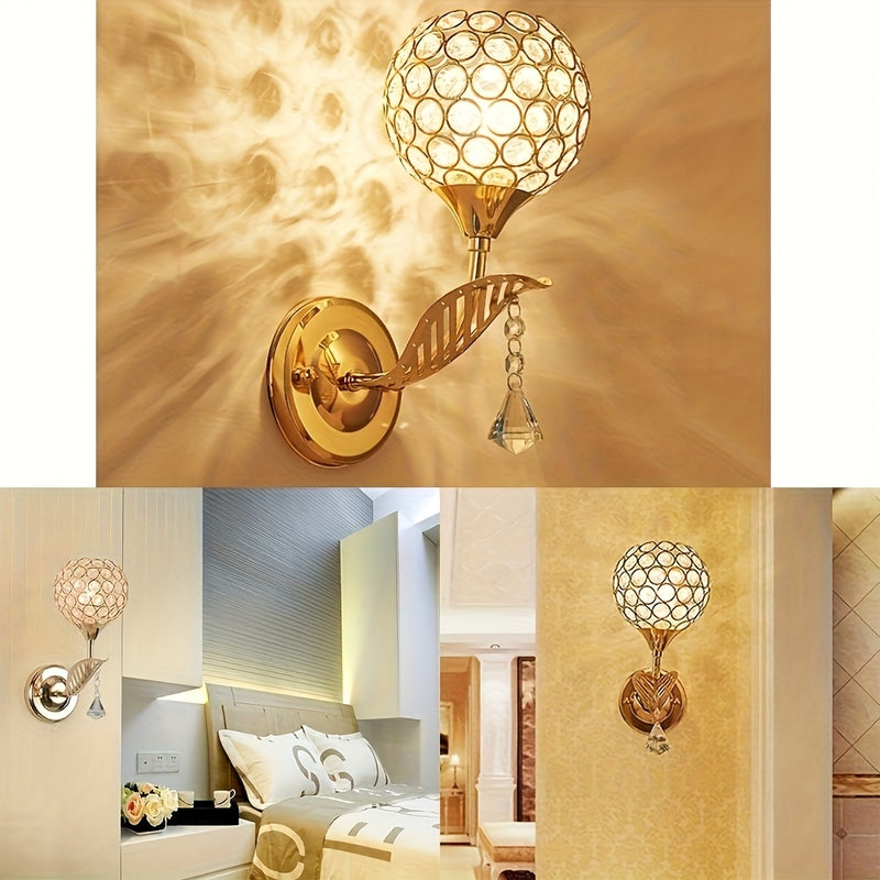 1pc Lámpara de Pared Semi-Encastrada Moderna de Cristal - Acabado Dorado Pulido, Fijación Removible, Compatible con E26/E27 y Alexa, Instalación Directa para Dormitorio, Sala de Estar, Baño (Bombilla No Incluida), Decoración Moderna para Baños, Iluminaci