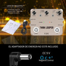 Pedal de Guitarra Eléctrica Twin Looper - Grabación de 10 Minutos, True Bypass, Sonido Analógico con 11 Efectos, Reproducción Inversa y Control de Movimiento Lento