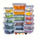 Juego de 20 contenedores de cocina premium resistentes a fugas, loncheras - aptos para microondas, plástico duradero, forma rectangular con tapa abatible - ideales para organizar granos, almuerzo, snacks, alimentos y artículos de viaje