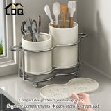 LDQ 1pc estante de utensilios combinado alto/bajo, soporte para cubiertos con estructura metálica, organizador de 2 compartimentos, tarro almacenamiento de utensilios para cocina y encimera, tarro para palillos doméstico