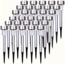 Juego de 10/12 luces LED solares para jardín, acero inoxidable, resistentes, ideales para patios, senderos y áreas exteriores