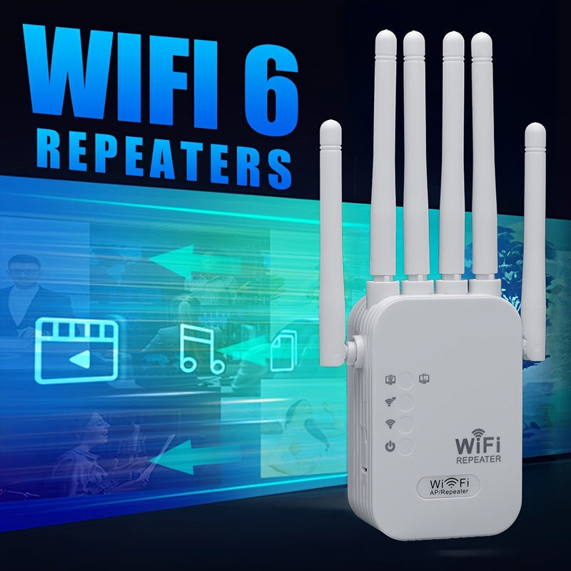 Repetidor de Señal WiFi, Extensor WiFi 300Mbps con 6 Antenas, Amplificador de Red Penetrante para Mayor Cobertura y Velocidad en Múltiples Escenarios, Mejora de la Red Oficina, Colocación Versátil, Enchufe Estándar EE. UU., Extensión Wifi Hogareña, Repet