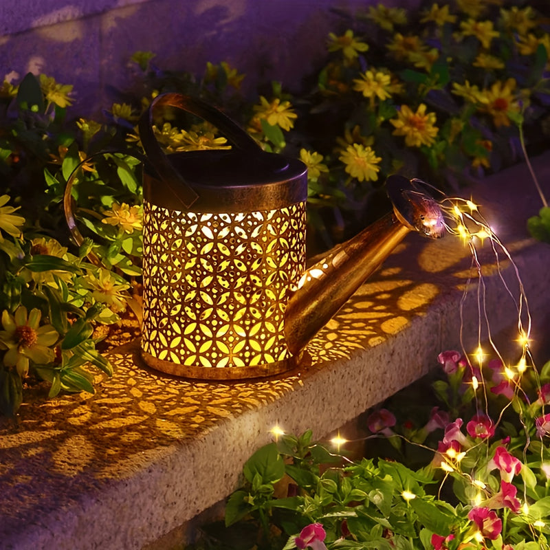 Luz de regadera de agua LED solar, ducha de flores de estrella, lámpara de suelo, adecuada para decoración de jardines al aire libre, luces de paisaje, césped de senderismo, luces de patio, se puede regalar a la familia y amigos -