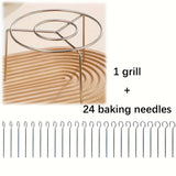 Juego de Parrilla de Acero Inoxidable con 24 Brochetas para Carne y Verduras, Herramientas para Barbacoa, Rejilla para Horno y Vaporera