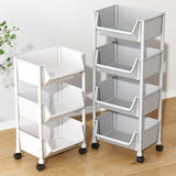 Carrito Organizador de Plástico Blanco de 5 Niveles con Ruedas para Ahorrar Espacio - Estante de Almacenamiento Rodante Versátil con Ganchos para Cocina, Oficina y Uso Doméstico | Estantes Duraderos para Libros, Verduras, Snacks y Más, Organizador de Alm