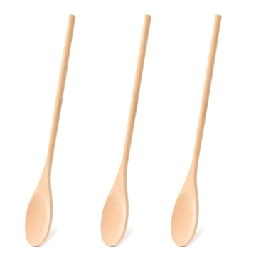 Cuchara de madera de mango largo para cocinar y mezclar ovalada, cuchara de madera larga para probar, cuchara de cocinar grande.
